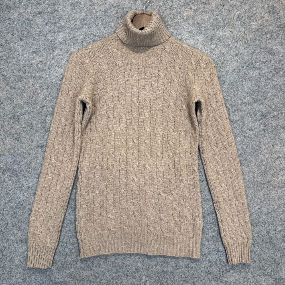 VTG Ralph Lauren Black Label 100% Cashmere Turtleneck Sweater Small Cable Knit